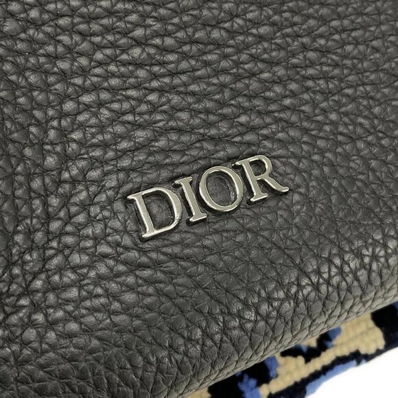 Auth DIOR/ChristianDior Rider - Beige Blue Navy Wool Leather 2********* Backpack - Picture 15 of 16